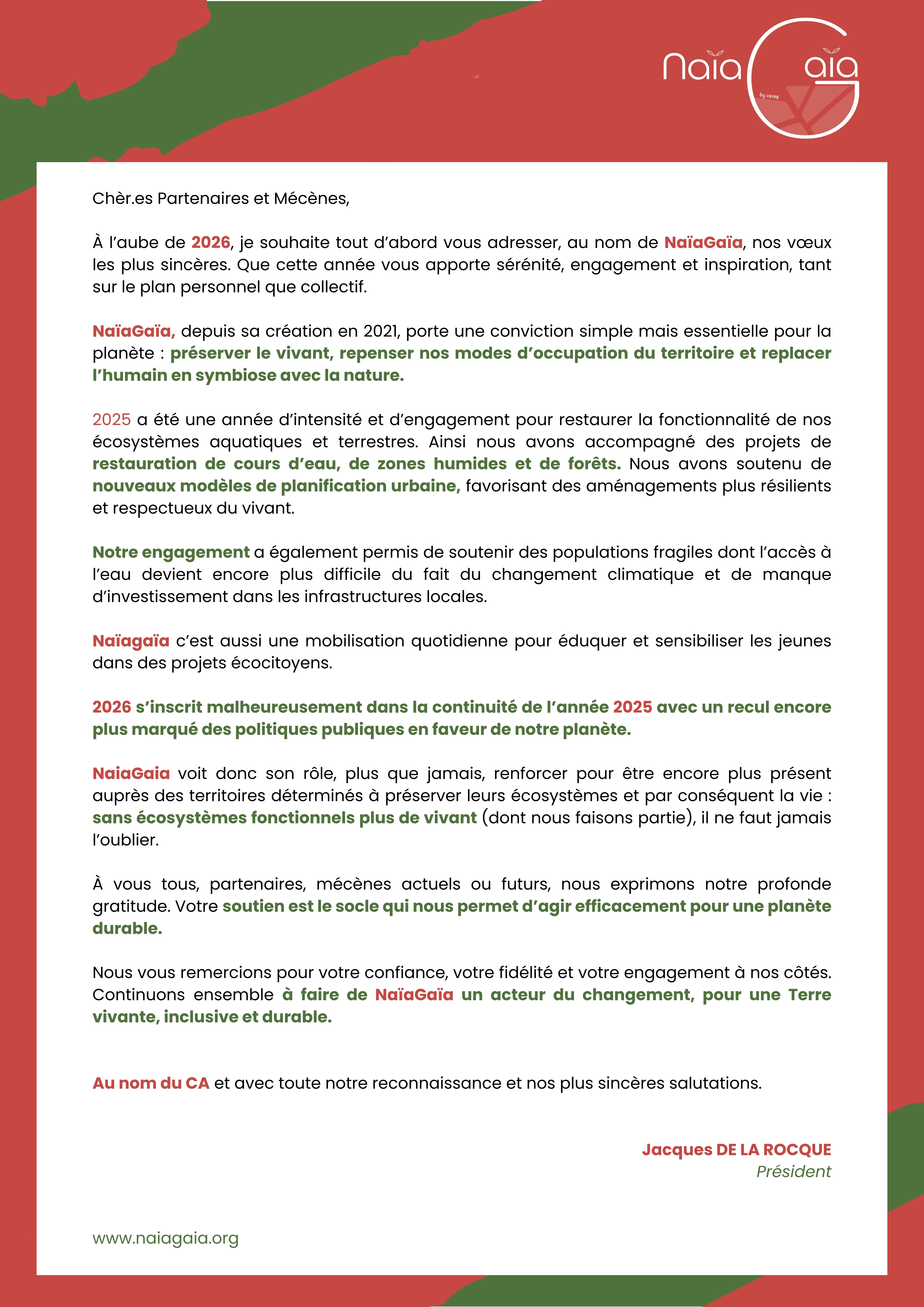 Voeux NaïaGaïa 2026